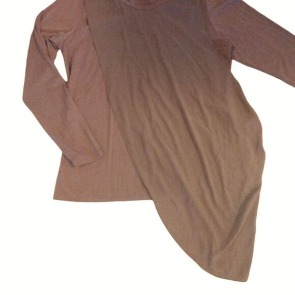 Lisa Rinna Brown Grunge Long Sleeve Chiffon Overlay Top Medium - Picture 4 of 10